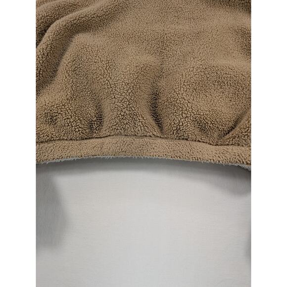 Hollister Jacket Women's Sm Tan White Reversible Sherpa Teddy Oversize Crop Cozy - Picture 10 of 12